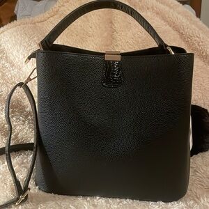 Like new black croc purse with 3 sections